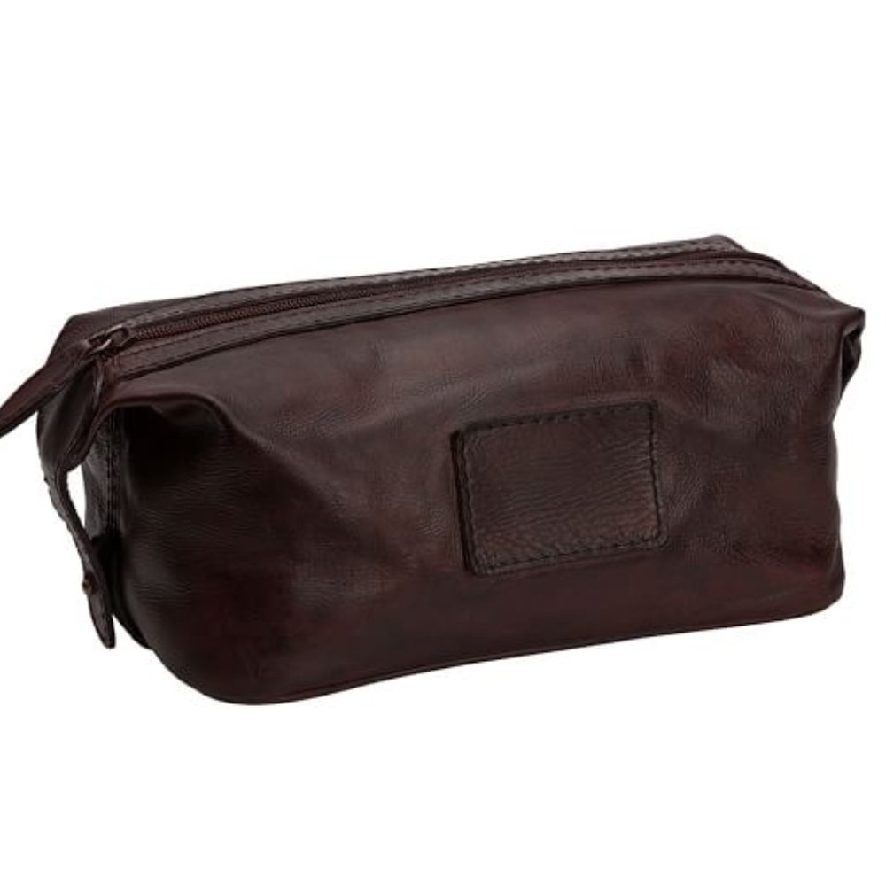 NWT  POTTERY BARN MEN CASE SADDLE LEATHER